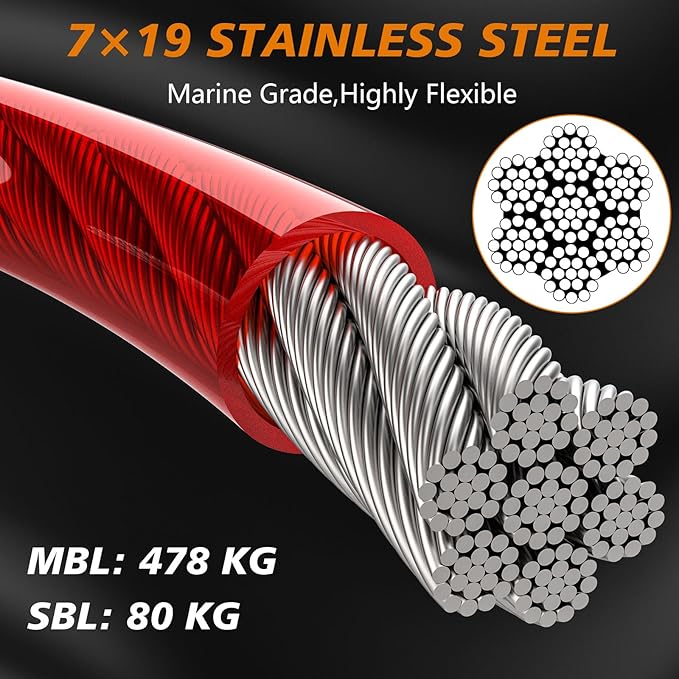 XiaZ 50ft Tie Out Cable for Dogs, Dog Leads for Yard, Heavy Duty Pet Tie Out Cable for Large Dogs Up to 250lbs, Durable Dog Runner Tether Line for Yard or Camping