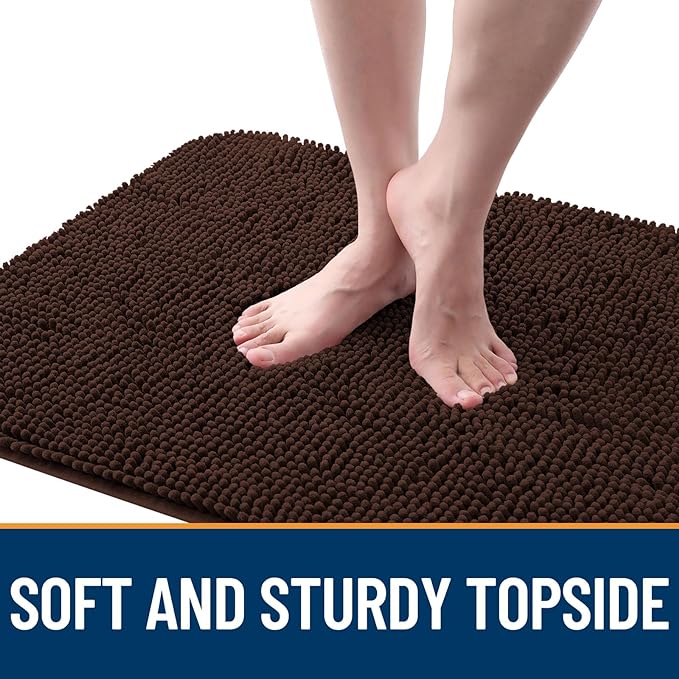 OLANLY Dog Door Mat Set 2-Piece 30x20, Absorbs Moisture and Dirt, Absorbent Non-Slip Washable Doormat, Quick Dry Chenille Mud Mat for Dogs, Entry Indoor Entryway Carpet for Inside Floor, Brown