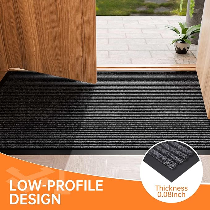 Indoor Outdoor Door Mat, 6’ x 2' Doormat for Entryway, Rubber Backing Non Slip Front Door Mat Outside Entrance, Super Absorbent Commercial Floor Mat for Home Office