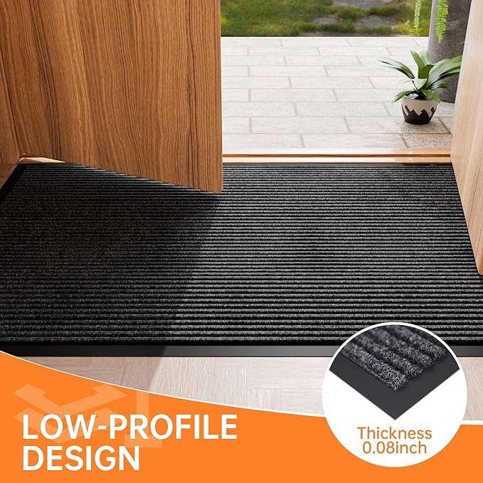 Indoor Outdoor Door Mat, 4’ x 3' Doormat for Entryway, Rubber Backing Non Slip Front Door Mat Outside Entrance, Super Absorbent Commercial Floor Mat for Home Office