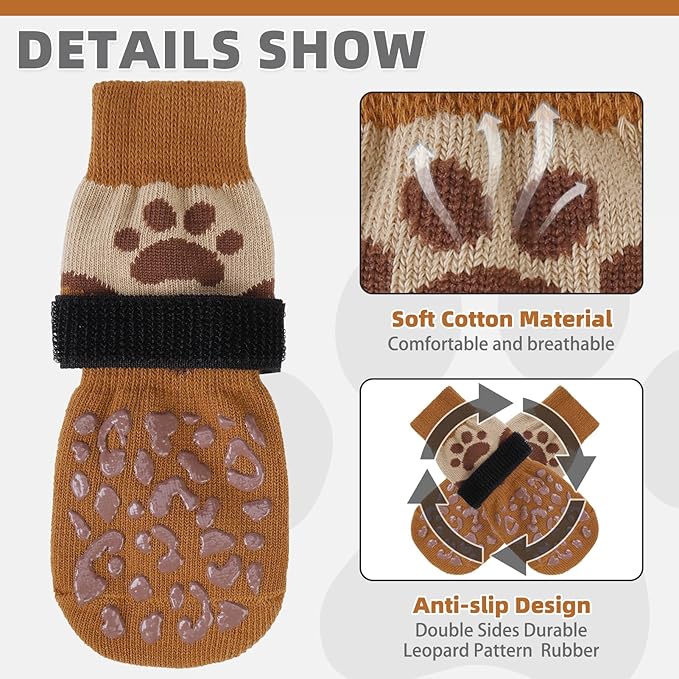 KOOLTAIL Dog Socks for Hot/Cold Pavement to Prevent Licking Paws Scratching,Anti Slip Pet Boots&Paw Protector for Hardwood Floors,Traction Control Grip Booties for Small Medium Large Senior Dogs XL