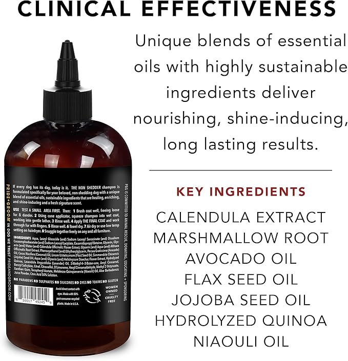 Pride and Groom The Non Shedder | Dog Grooming Shampoo for Doodles and Dogs That Do Not Shed | Tearless All Natural Body Wash with Coat-Specific Ingredients That Enhance Shine – 16oz (Pack of 2)