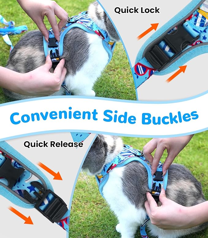 Halypet Cat Harness and Leash Set for Walking, Escape Proof Adjustable Vest Harness with 3-in-1 Integrated Buckles, Easy Control Soft Breathable Mesh with Reflective Strips for Cats, XS, Azure Blue