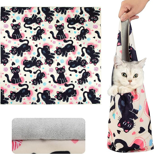 27.6“ Cat Wrap for Cutting Nails Self-Adherent Fabric Cat Wrap for Grooming Cat Restraint for Nail Clipping Anti-Escape Cat Calming Wrap Within 15lbs