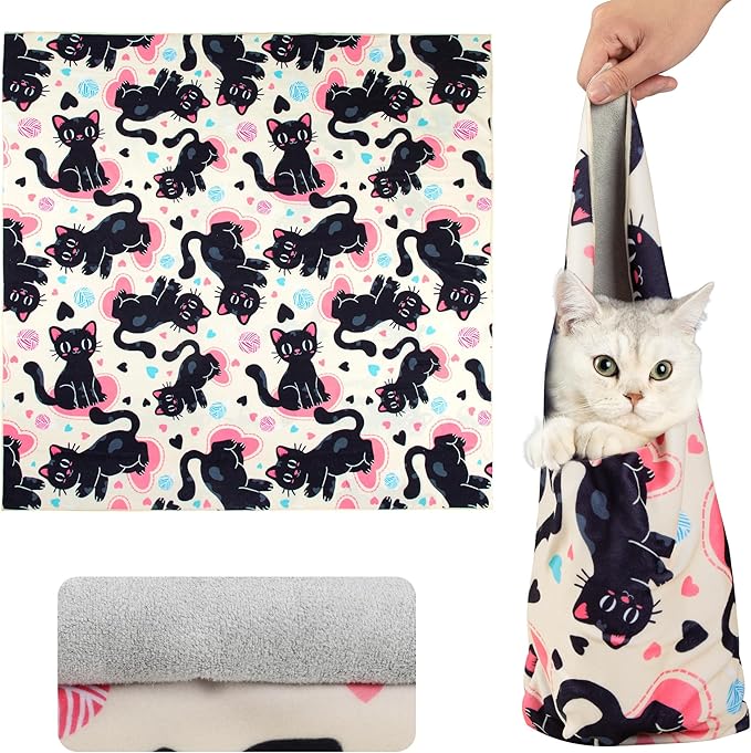 21.7“ Cat Wrap for Cutting Nails Self-Adherent Fabric Cat Wrap for Grooming Cat Restraint for Nail Clipping Anti-Escape Cat Calming Wrap Within 6lbs