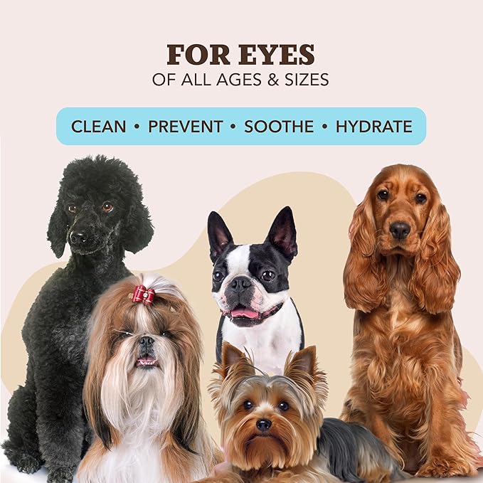 Natural Dog Eye Wipes for Dogs -50 Cnt- Soothing Dog Eye Wipes with Natural, Non-Irritating Ingredients Green Tea & Goldenseal, Effective Dog Tear Stain Remover Wipe & Dog Eye Gunk Remover Wipe, Vegan
