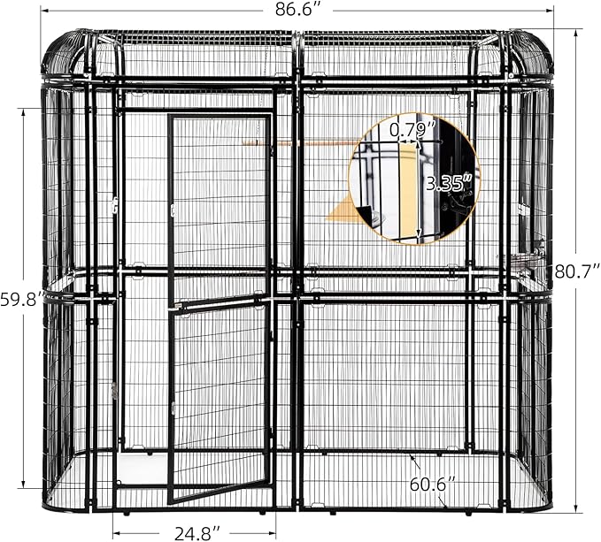 wonline Parrot Cages for Large Birds Outdoor Extra Large Bird Cage with Bird Cage and Perch, Suitable for Macaws Canaries Parrots Budgie Lovebirds (Black)