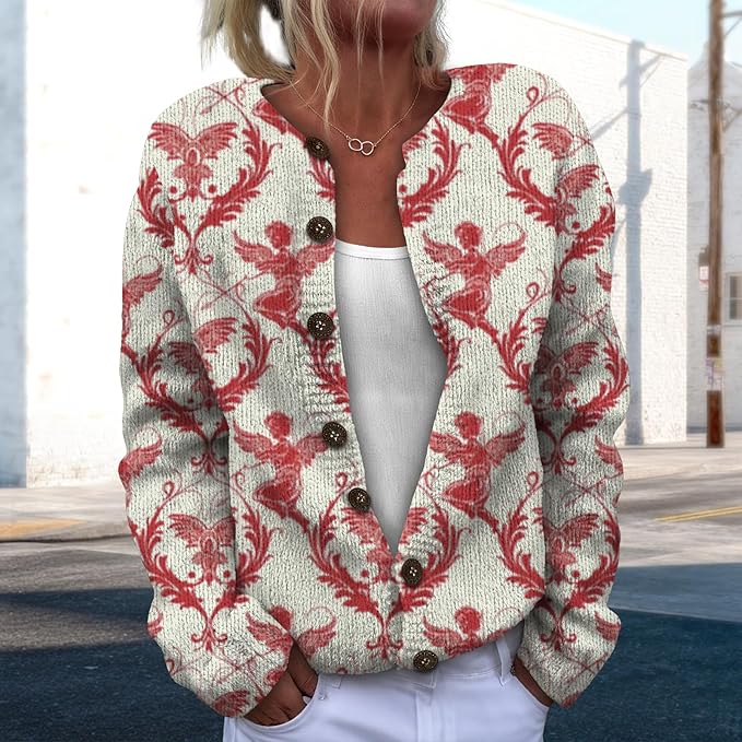 Women Sweaters Cardigan Fashion Long Sleeve Crewneck Sweaters Button Chunky Outerwear Fall Winter Casual Wear