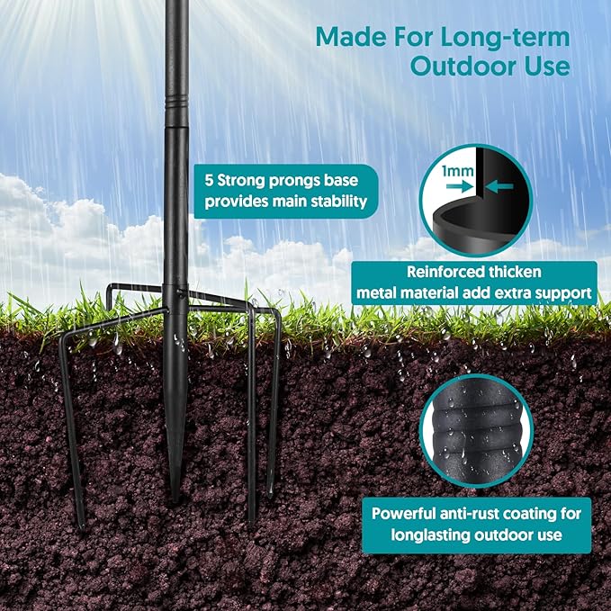 Bird Feeder Pole 92 Inch True Heavy Duty Birdhouse Pole with Squirrel Proof Baffle for Outdoor, Adjustable Bird Feeder Stand with 4 Shepherds Hook Mental Tray for Garden Attracting Wild Birds