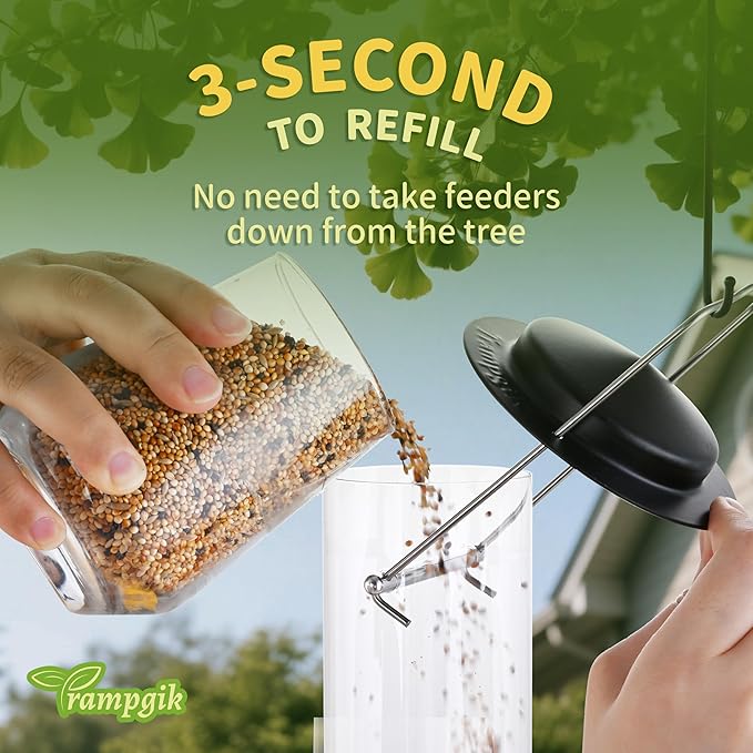 Bird Feeders for Outdoors Hanging,Finch Feeders for Outside,Chew-Proof Hanging Bird Feeder,Rust-Proof Birdfeeder,Squirrel Proof 6 Ports Metal Bird Feeder,14 Inch,1 Pack,Black