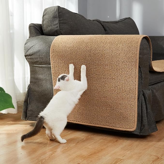 SHENGOCASE 67"x 23.6" Thickened Cat Wall Climbing Carpet, Cat Wall Furniture Scratcher, Scratching Post, Couch Sofa Protector (Camel)