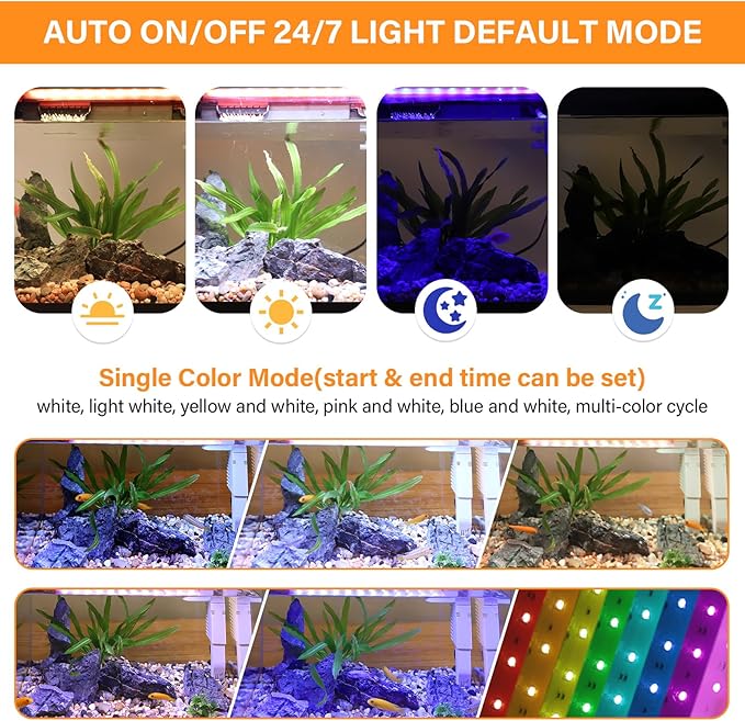 hygger Smart Aquarium Starter Kit, Glass Fish Tank with 24/7 Mode Light, Heater, Water Pump, Filter Media, Auto Feeder,Water Changer, Cleaning Tool, Fishing Net,Timer Automatic Switch (10 Gallon)