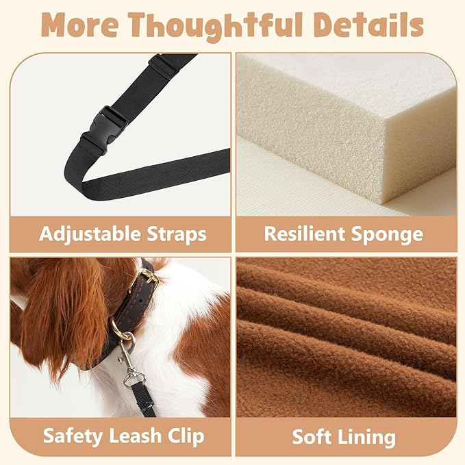 Avont Dog Booster Car Seat for Small/Medium Dogs Under 30 lbs, Detachable Washable Puppy Doggie Elevated Carseat Travel Bed for Car, Thick Cushion -Black