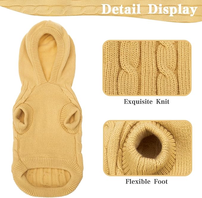 PUPTECK Winter Dog Cat Sweater Coat - Soft Cold Weather Clothes Knitwear for Kitties & Small Dogs Indoor Outdoor Walking Warm, Knitted Classic for Doggies Kitties Girls Boys, Cream M