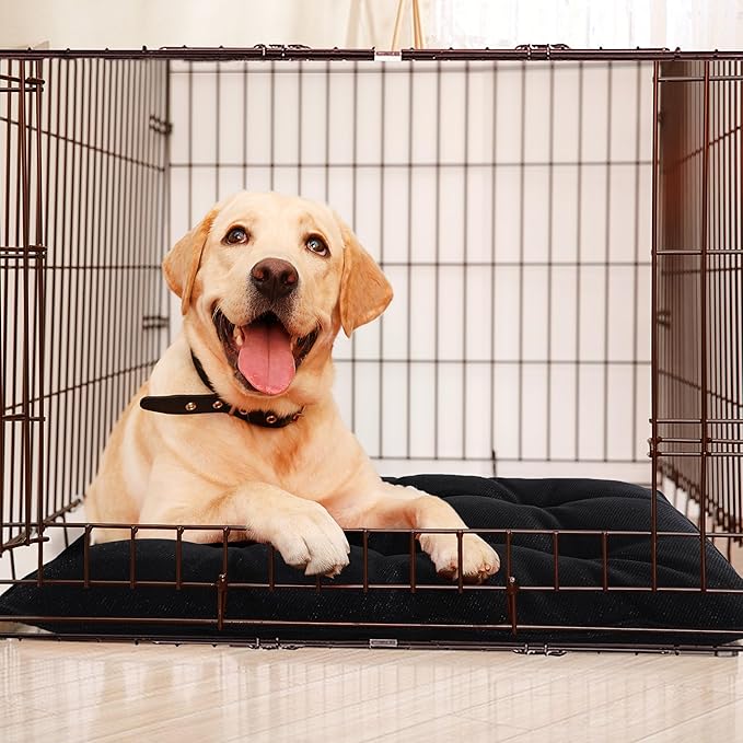 MABOZOO Dog Bed, Indestructible Chew Proof Pet Bed Mat, Durable Polyester, Large 35x22 inches, Black, for Aggressive Chewers, Crate Pad, Machine Washable