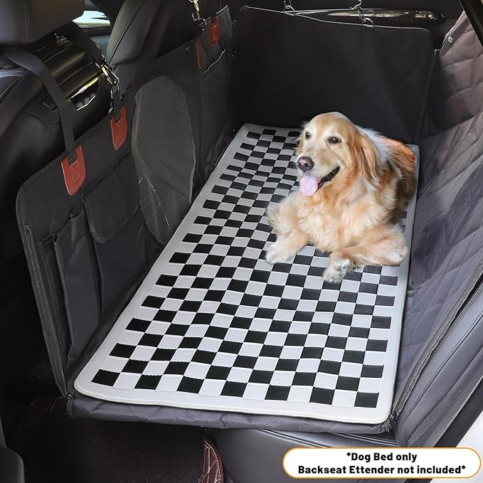 Manificent Non-Slip Pet Bed Mat for Back Seat Extender, Hair Resistant Dog Blanket for Hard Bottom Dog Car Seat Cover, Anti Slip Pet Linner Backseat Cover Black Plaid