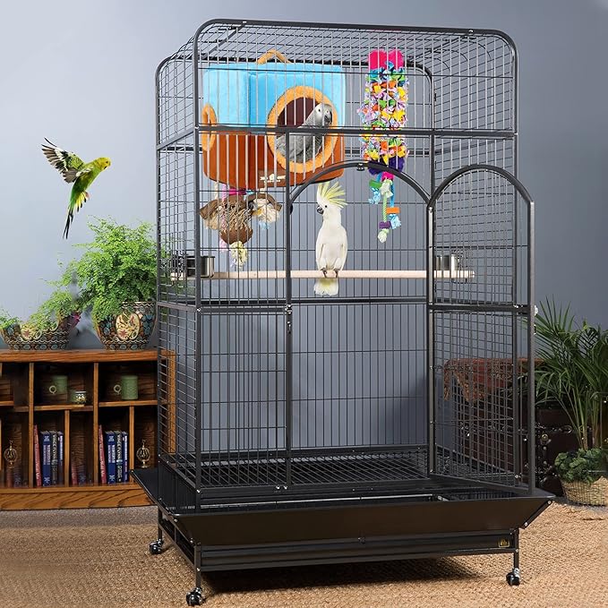 Large Size Parrot Nest House - Winter Warm Bird Snuggle Hut Hanging Birds House Cage Hideaway Cave Bed for Large Birds Amazon Parrots African Grey Cockatoos Macaws