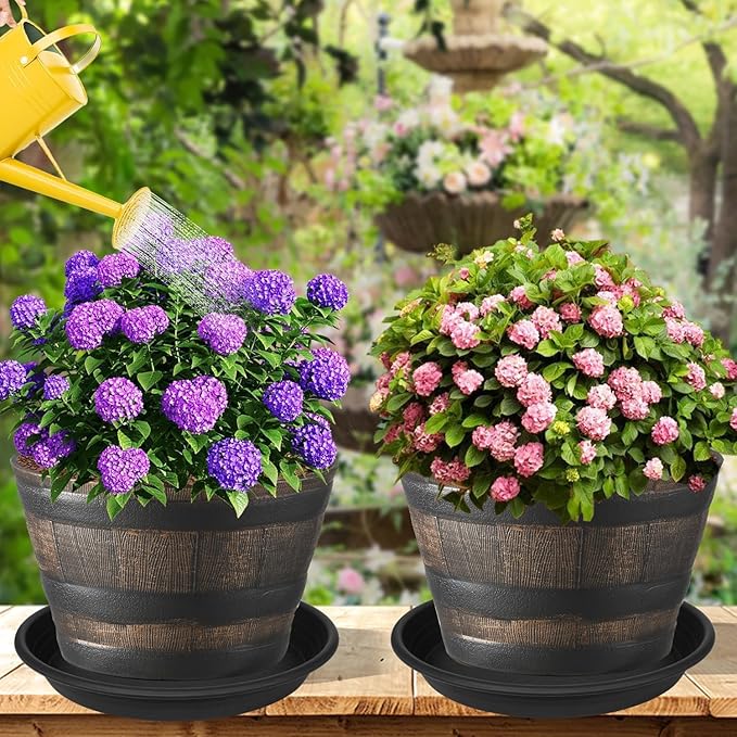 2 Pack of 19 inch Plant Saucer, 2.4" Depth Large Plant Saucer, Heavy Sturdy Plant Drainage Tray for Indoors, Bird Bath Bowls, Sturdy 18 inch Plastic Pot Tray for Planter 15-19"(Black)