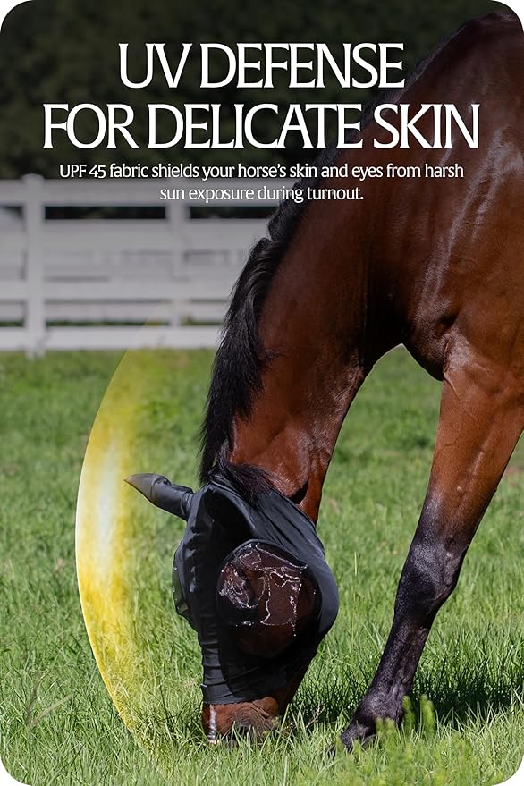 Equinavia Bug Out Fly Mask | Against Flies, Insects, UV Rays - Carbon Grey - Warmblood