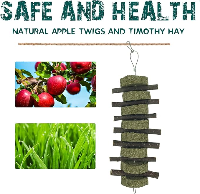 Generic Rabbit Bunny Treat Hamster Chew Toys Grass Cakes Heart Shaped Chew Toys Pets Treats for Bunny Rabbits Hamster Chinchilla Guinea Pigs 2Pcs