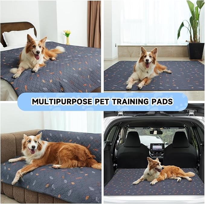 Sunheir Washable Pee Pads for Dogs 2-Pack Reusable Puppy Pads Pet Training Pads, Waterproof Dog Pee Pads for Crate, Whelping Pad, Non-Slip Protects Against Urine Leakage (Leaves - Pink, 24x36)