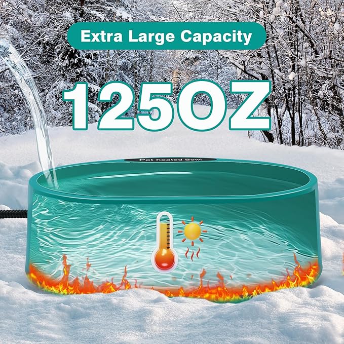 Heated Water Bowl for Chicken, Large Capacity 125OZ Poultry Water Heater for Hens Turkey Goose Duck Pigeon Poultry Birds Drinker in Winter, Chicken Coop Accessories No More Frozen Food Water
