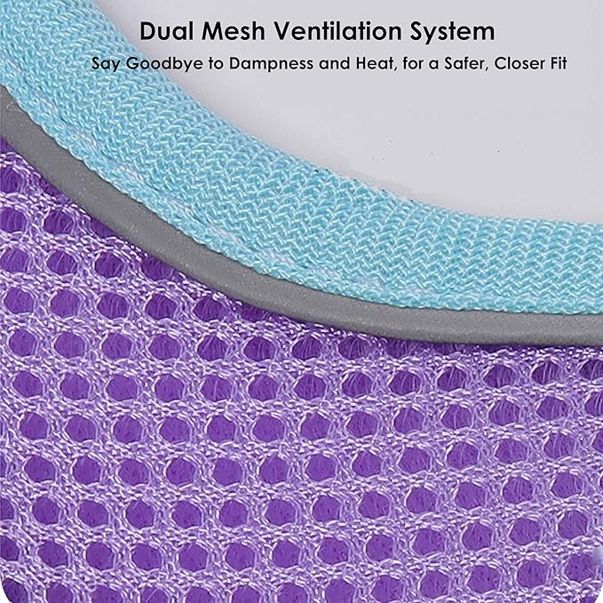 Cat Harness and Leash Set for Walking – Escape-Proof Reflective Vest for Cats and Small Dogs, Adjustable Soft Air Mesh with Pressure-Reducing Design, 4.92ft (Blue & Purple, S)