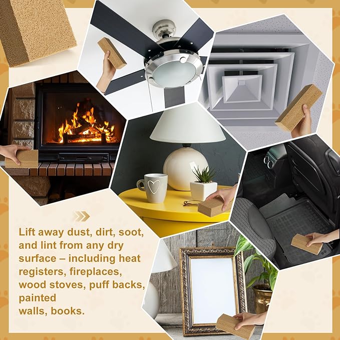 3 Pack Pet Hair Remover Sponge Cat and Dog Hair Sponge Rubber Pet Fur Lifter Removal Tool, Remove from Furniture, Carpet, Bedding, Clothing, 6.26 x 3.28 x 1.89 Inch