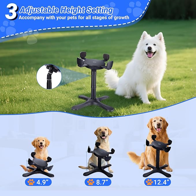 Dog Bowls,Elevated Adjustable Dog Bowl Stand with 3 Heights & Tilted Feeding Design, Raised Stand Compatible with Medium & Large Breeds(Without Bowl 2 Pack)