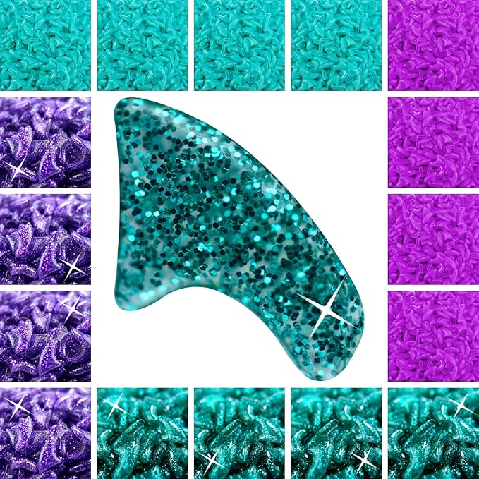 zetpo 80 pcs Cat Claw Covers | Cat Nail Caps | with Adhesives and Applicators (S, Turquoise, Purple, Turquoise Glitter, Violet Glitter)