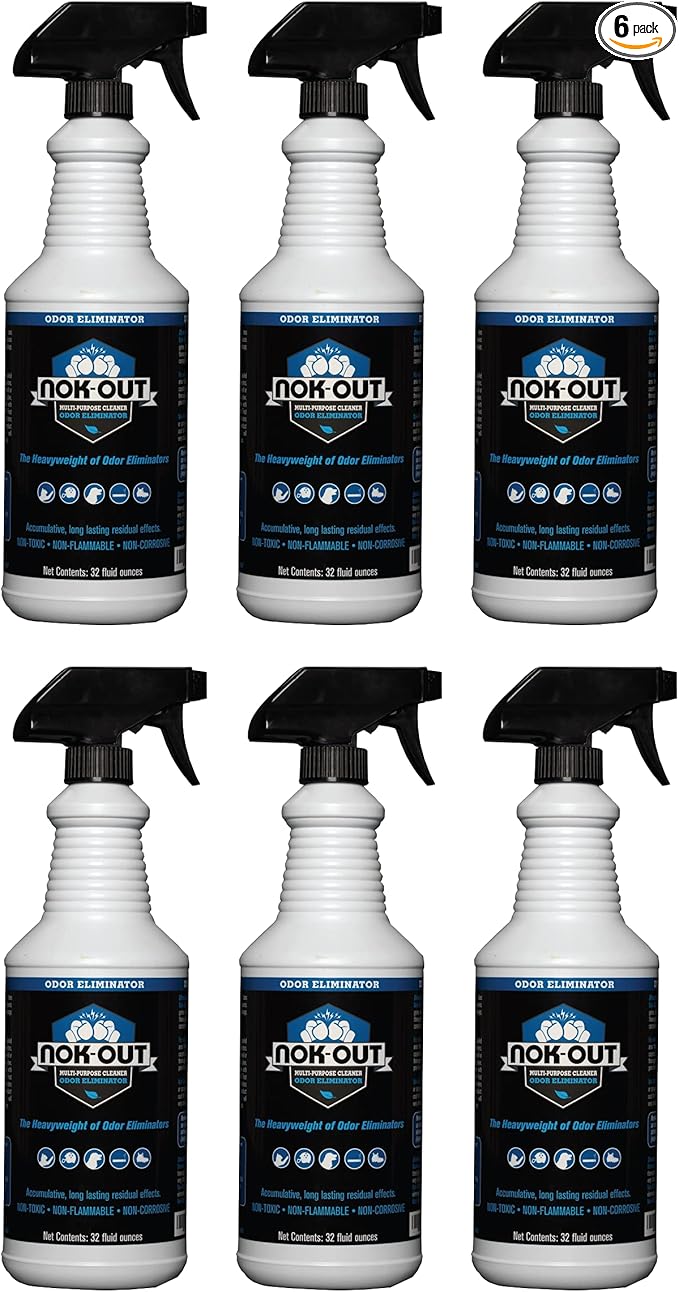 NOK OUT Odor Remover, Pet Deodorizer and Cleaning Spray, Made in the USA, 32 Fluid Ounce Spray, 6-Pack