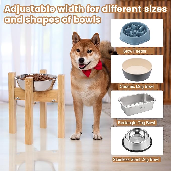 Elevated Dog Bowl Stand,Adjustable Dog Food Stand for 7”-10” Bowls,Single Dog Bowl Holder 10” Tall for Medium Dogs