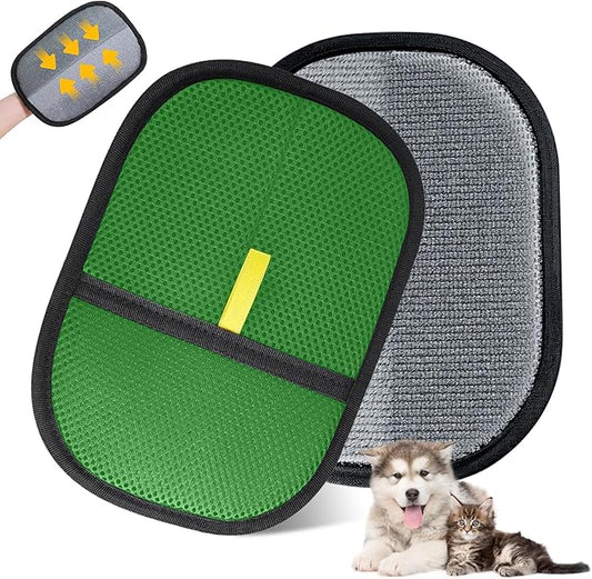 Pet Hair Removal Glove,Reusable Magic Brush Pet Hair Remover Tool for Cats & Dogs,Newly Upgraded Pet Grooming Gloves for Laundry, Carpet, Couch,Car Seat (Green)