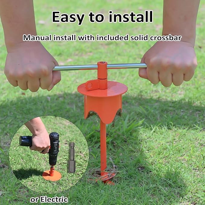 Dog Stakes for Outside Heavy Duty Hold up to 350Lbs Large Dogs Tie Out Tether Leash Chain for Yard Screw in Ground Anchors 17inch with Buffer Rope