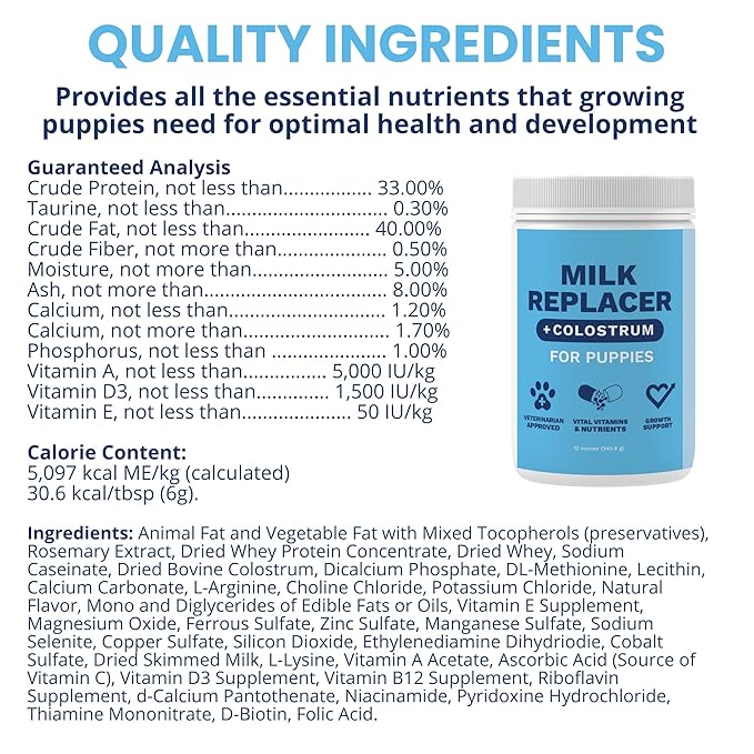 Under the Weather Puppy Milk Replacer Powder + Colostrum | Puppy Milk Replacement Formula | Nutrient-Rich Formula with Colostrum for Immune & Digestive Support – 12 oz