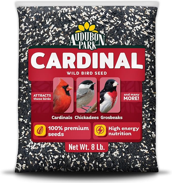 Audubon Park Cardinal Wild Bird Seed - 8 lb. No Corn, Milo, or Millet – Sunflower & Safflower Mix – Bird Food for Outside Feeders