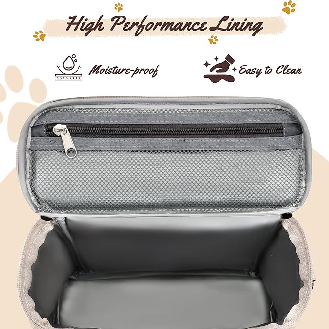 Modoker All-in-One Dog Travel Bag Airline Approved Pet Cat Tote Organizer for Weekend Trips, 2 Bowls, 2 Food Containers & Feeding Mat