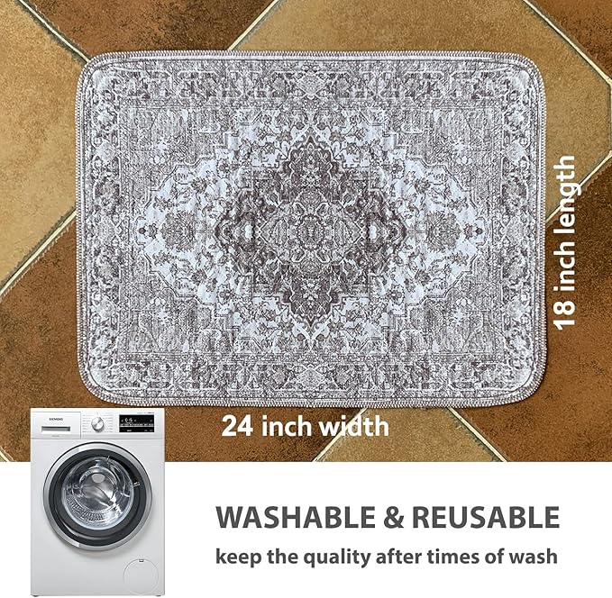 nunubaby Washable Pee Pads for Dogs, Stylish, Non-Slip and Leak-Proof Pee Pads. Reusable Potty Pads for Dogs for Crates and Floors.(Brown/Geo, 18" x24")