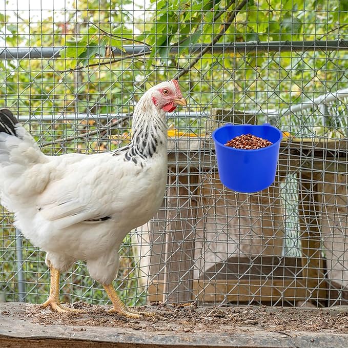 Rainmae 50 Pcs Cage Cups Birds Hanging Feeders Chicken Water Cups Bird Food Bowl 8 oz Plastic Bird Water Dispenser for Small Coop Parrot Parakeet Pet Poultry Pigeon Gamefowl Seed Bowl Supplies (Blue)