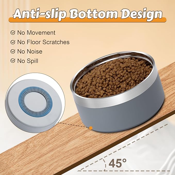 UPSKY Elevated Dog Bowls – 27oz Stainless Steel Anti-Spill Set with Wooden Stand, Double Raised Bowls for Small Dogs/Cats to Reduce Neck Strain & Improve Digestion