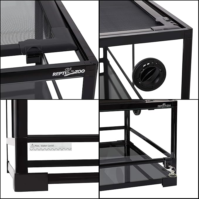 REPTI Zoo 67 Gallon Reptile Glass Terrarium, Double Hinge Door Reptile Tank, Side/TOP Screens Ventilation Reptile Terrarium Reptile Enclosure, 36" x 18" x 24" Gecko Tank (Knock-Down) (RK0120N)