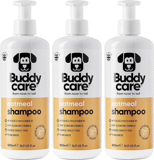 Oatmeal Dog Shampoo by Buddycare | Shampoo for Dogs with Irritated Skin | Relieving and Rehydrating | with Aloe Vera and Pro Vitamin B5 (50.72oz)