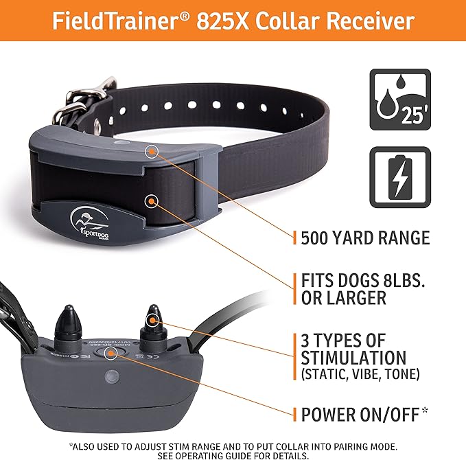 SportDOG Brand SportHunter 825X Remote Trainer - Static Collar - 1/2 Mile Range - Rechargeable Dog Training Collar with Static, Vibrate, and Tone - SD-825X
