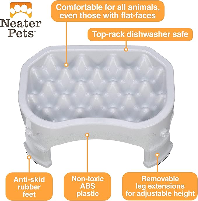 Neater Pet Brands – Neater Raised Slow Feeder Dog Bowl – Elevated and Adjustable Food Height - (6 Cup, Vanilla Bean)