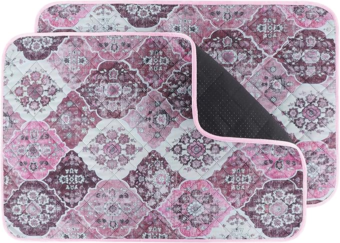 IEUUMLER Washable Pee Pads for Dogs, 2 Pack Reusable Pee Pads for Dogs Non-Slip Grip, Super Absorbent Waterproof Puppy Pads for Potty Training, Playpen, Crate, Whelping Box EU011 Pink, 36x24