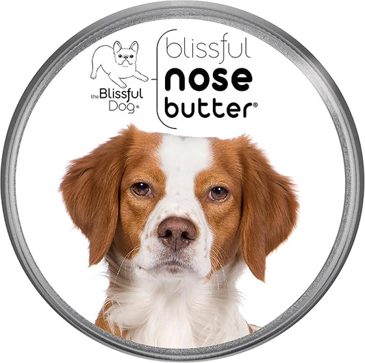 The Blissful Dog Brittany Spaniel Nose Butter for Dry, Cracked Skin, Lick-Safe Dog Nose Balm with Moisturizing Shea Butter, Almond, Olive, and Essential Oils, Pet Supplies, Uncented, 4 oz.