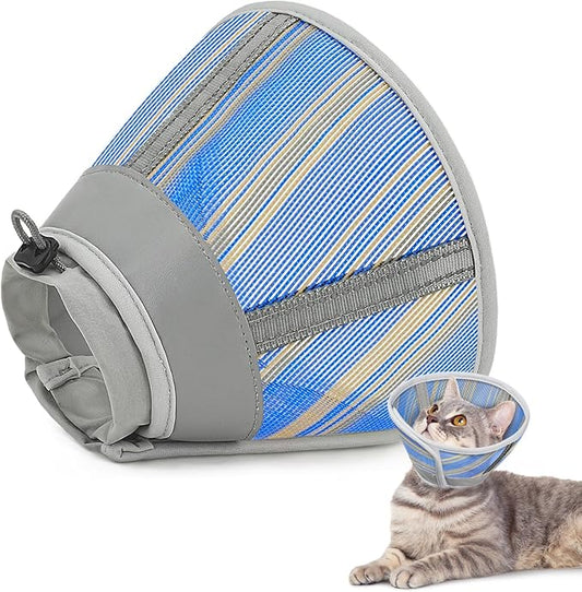 Supet Cat Cone Collar Soft to Stop Licking Scratching, Breathable Comfortable Mesh Recovery Cone for Cats After Surgery Neuter, Lightweight E Cone Collar Alternative (M)
