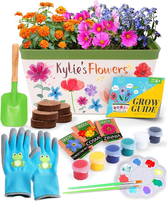 Home Grown Paint & Grow Flower Gardening Kit Set for Boys and Girls - Craft Activity Toy for Kids, Ages 5 6 7 8-12 Years Old - Unique Birthday Present - Plant Gift Toys