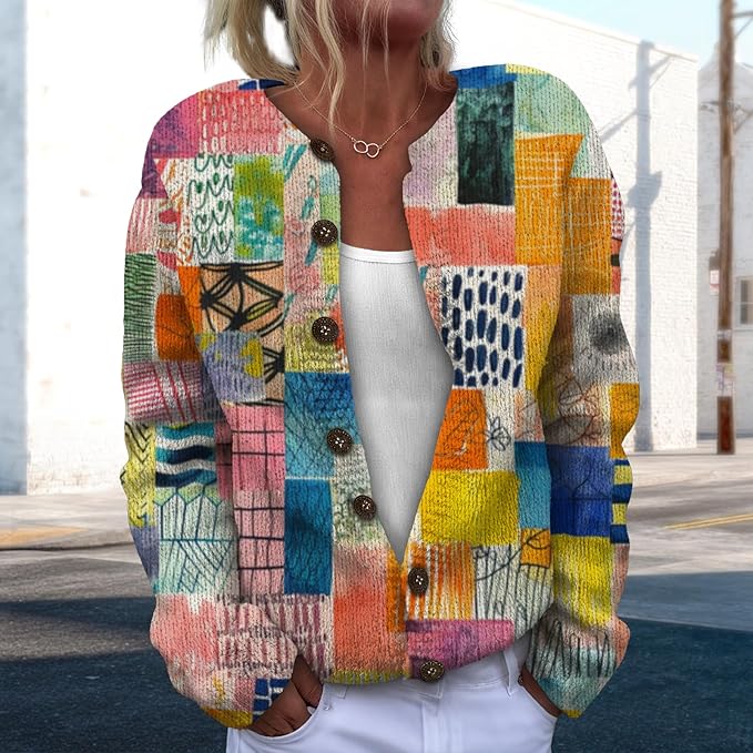 Women Sweaters Cardigan Fashion Long Sleeve Crewneck Sweaters Button Chunky Outerwear Fall Winter Casual Wear