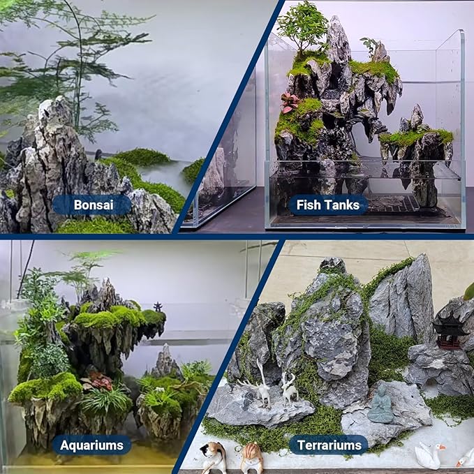 Seiryu Stone Natural Stone Rocks Fish Tank Decor Rocks for Aquariums Landscaping Model Tank Decoration Aquarium Miniature -20Lb (2-8 inch)